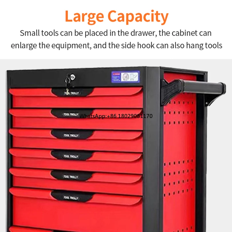 9 Drawer Tool Cart Trolley Cold Rolled Steel Car Repairing Workshop Craftsman Tool Cabinet Garage Storage Boxes