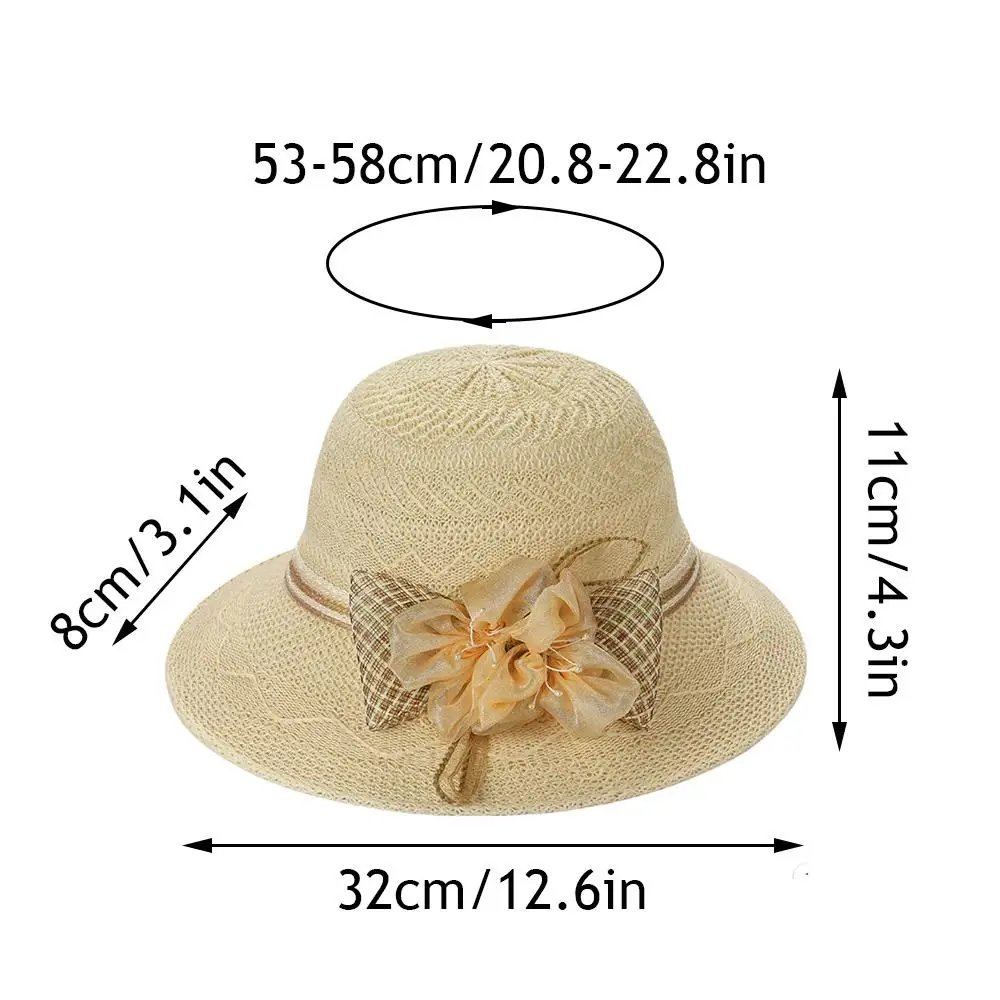 عادية الحلو دلو القبعات الصيف الشمس حماية قبعة قبعة للشاطئ القوس الزهور القش قبعة طوي في الهواء الطلق قبعات الشمس النساء واسعة حافة قبعة