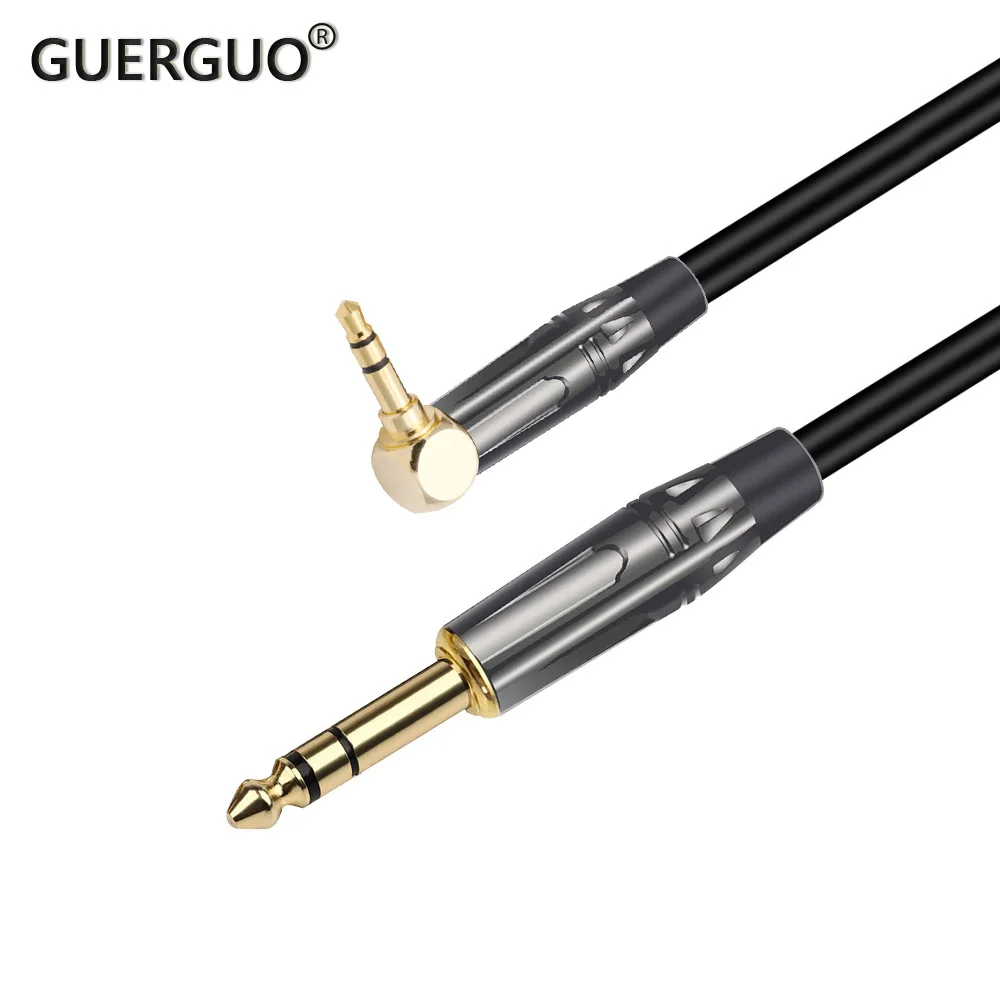 

Gold Platd 3.5mm Right Angle Male to 6.35mm Male Audio Cable 3Poles Stereo Plug Soldering 3Pins DIY Headphone Jack Black&Red