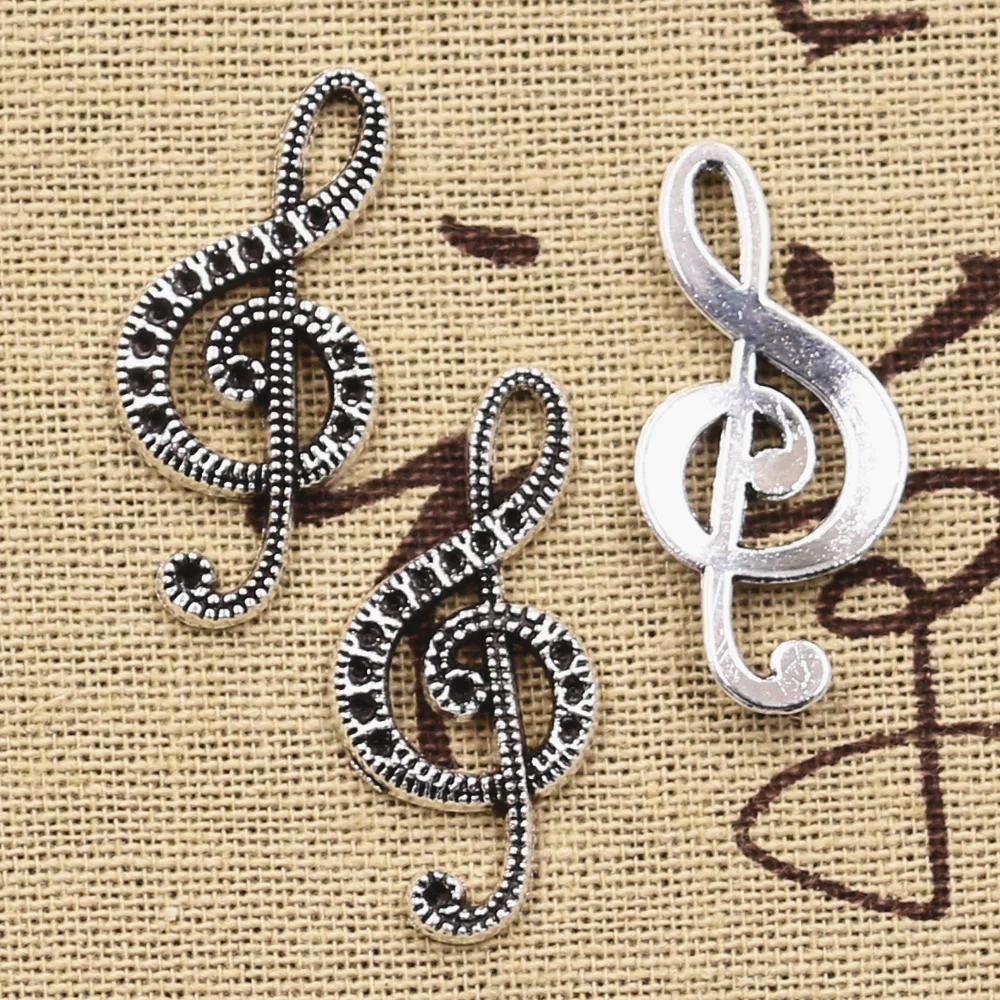 15pcs Charms Musical Note 33x15mm Handmade Craft Pendant Making fit,Vintage Tibetan Silver color,DIY For Bracelet Necklace