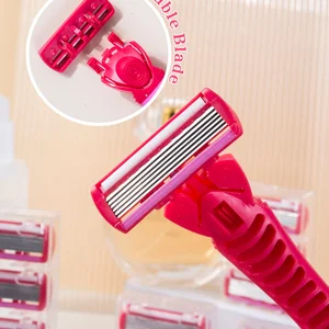 Manuelle Sicherheitsklinge für Frauen, Edelstahl, Haarentfernung, Rasierklingen, austauschbarer Rasierkopf, 6 Schichten, 1 Riemen + 18 Klingen 11 Hauptverkäufe FACAO 18 Zoll - №5