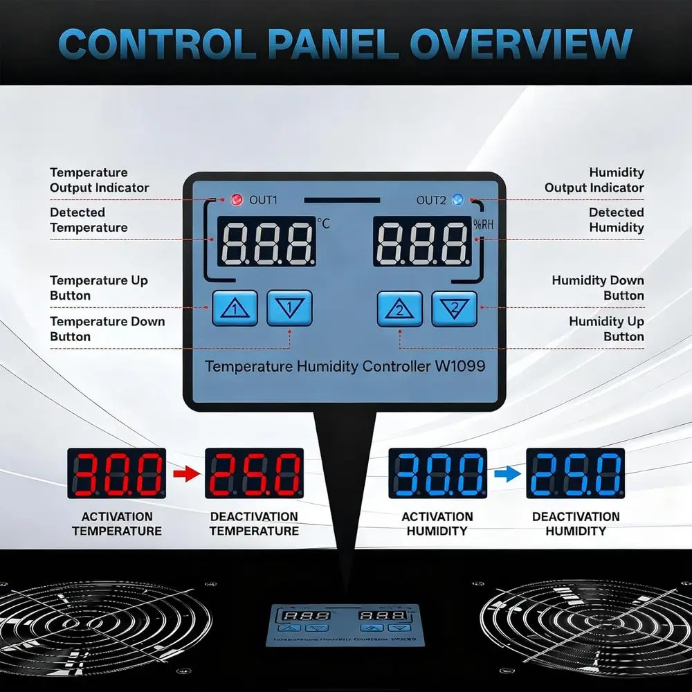 240 CFM Crawlspace Ventilation Fan with Thermostat and Humidistat for Moisture Control, Radon Reduction, and Freeze Protection -