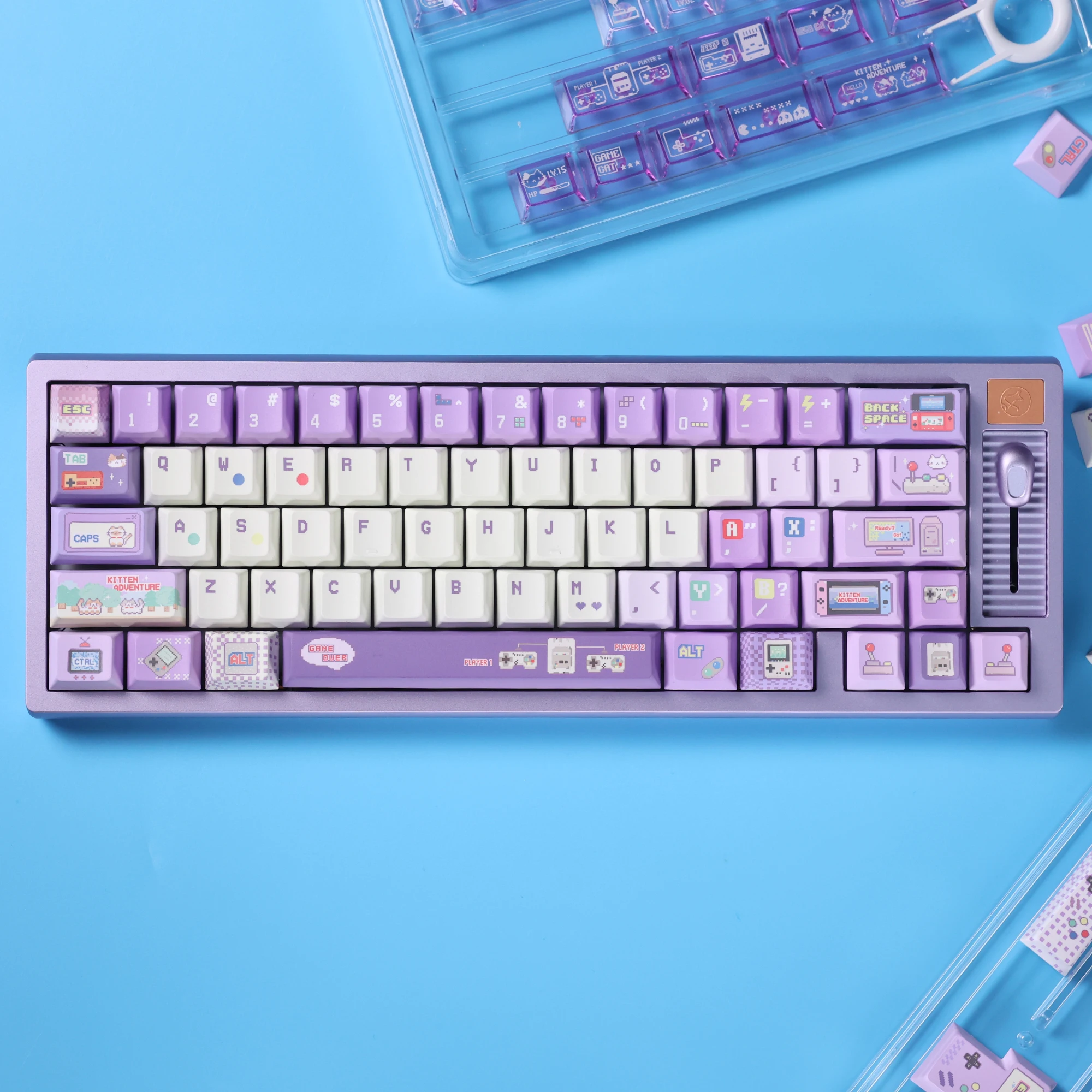 

Chosfox&Soulcat 141+26 Key Electrical Play Meow Keycap PBT+PC Transparent Keycap Cherry Height Custom Mechanical Keyboard Keycap