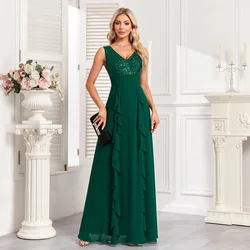 ICCLEK Sweetheart Floral Sleeveless Wedding Guest Dress Long Elegant Womens Gala Dresses Green Vestidos Para Boda Mujer Invitada