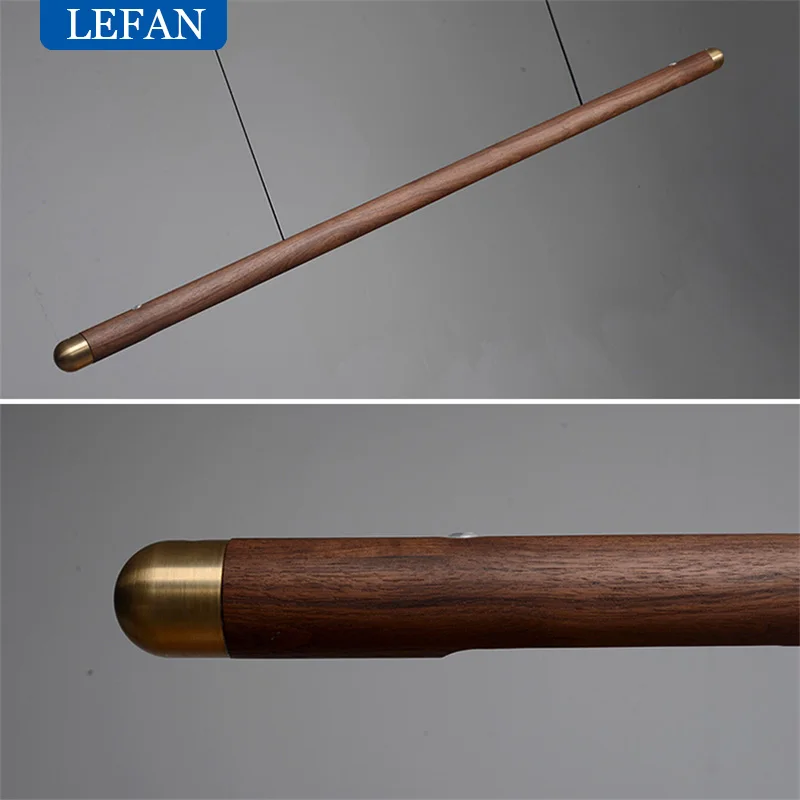 Fixture Walnut Dining Chandelier Simple Strip Wood Hanging Lamps Kitchen Home Decor Pendant Indoor Lighting