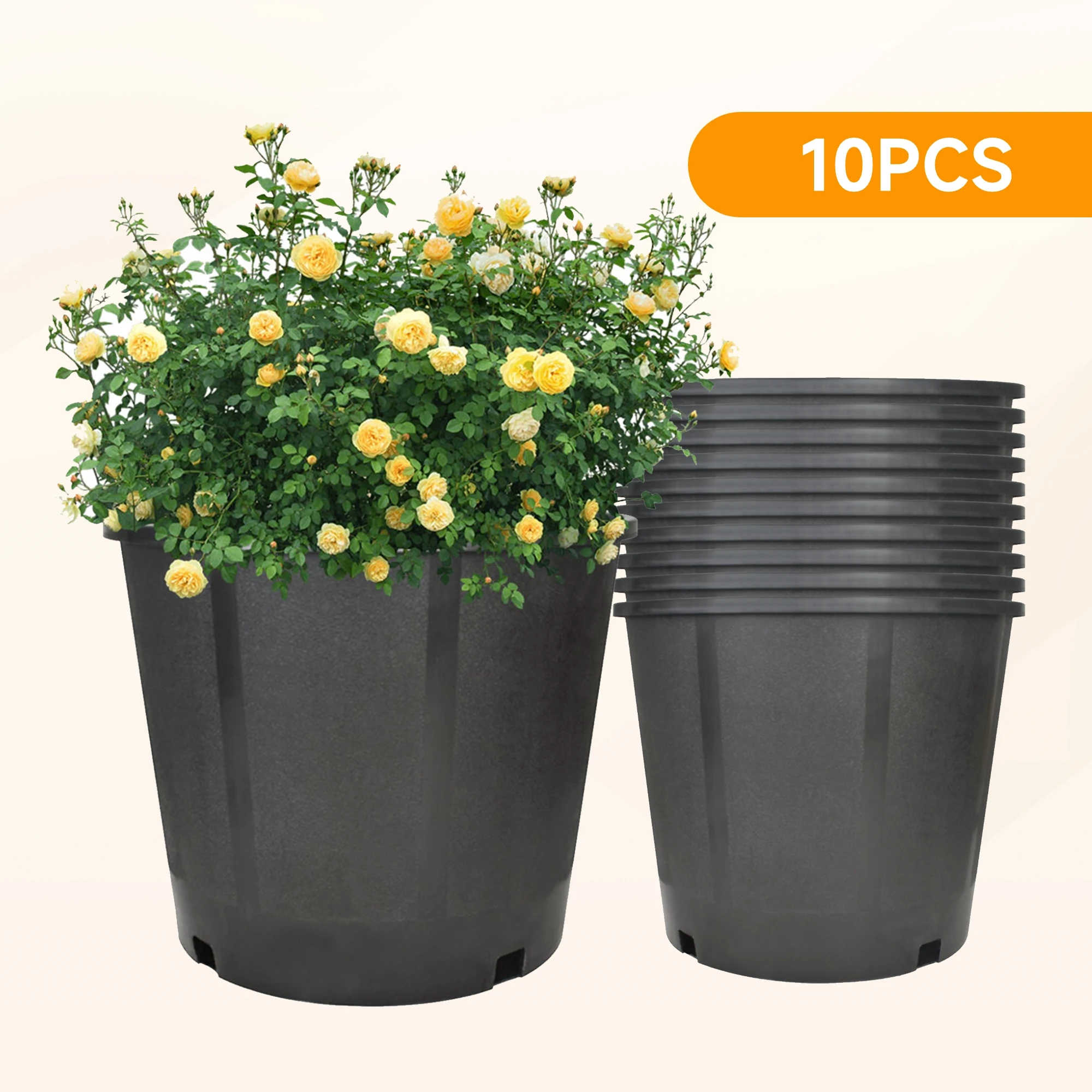 

Flower Pots Nursery Pots Gardening Flower Pots with Drainage Holes Lightweight and Breathable Black Round 3-Gallon 10PCS Short