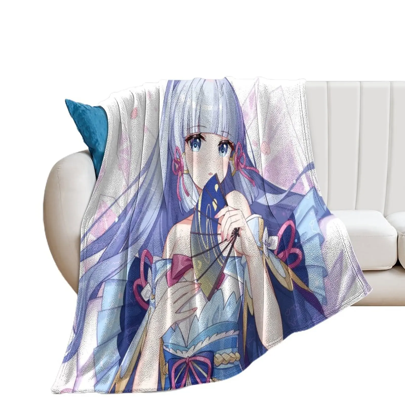 

Kamisato ayaka Throw Blanket For Sofa Thin Personalized Gift Blankets