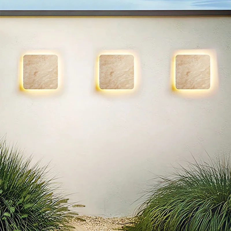 Natural Yellow Stone Wall Light IP65 Waterproof LED Square Lamp 110v-265v Rustproof for Villa