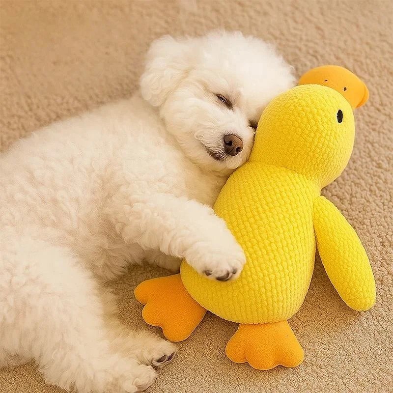 Plush Duck Dog Toy Bite Resistant Squeaky Puppy Teething Toy Soft Stuffed Duck Companion for Sleeping Stress Relief Pet Chew Toy view 4