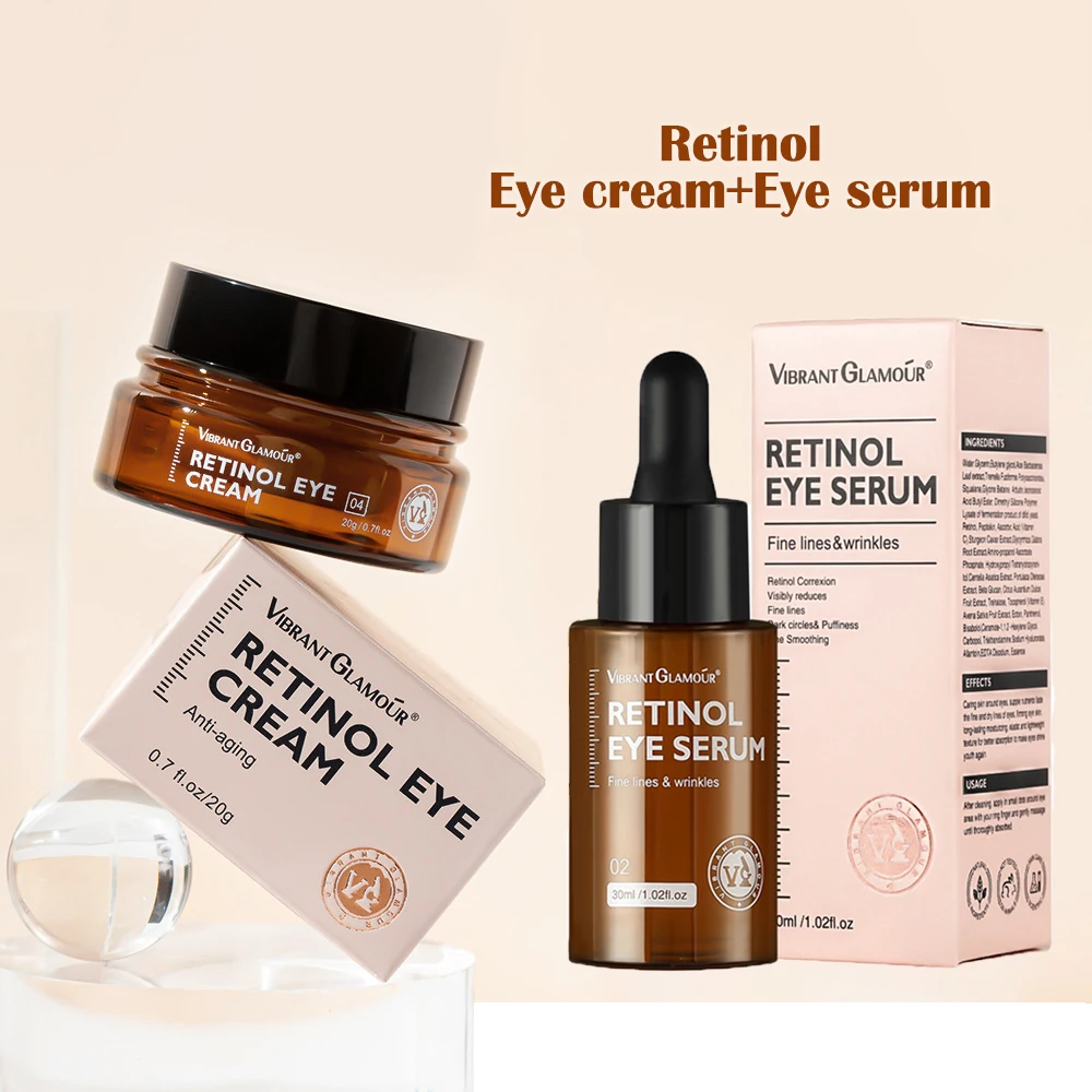 

Retinol Eye Skin Care Set Eye Cream Serum Firming Lifting Anti-Aging Wrinkle Facial Korean Skin Care Product 2pcs Beauty Care