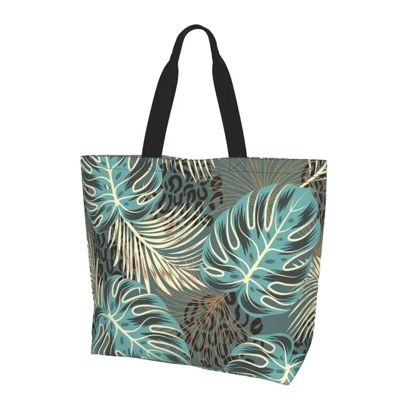 

Palm Leaves Pattern Large capacity Women's shoulder Bag Shopper Canvas Letter Fashion Single shoulder shopping Tote handbag