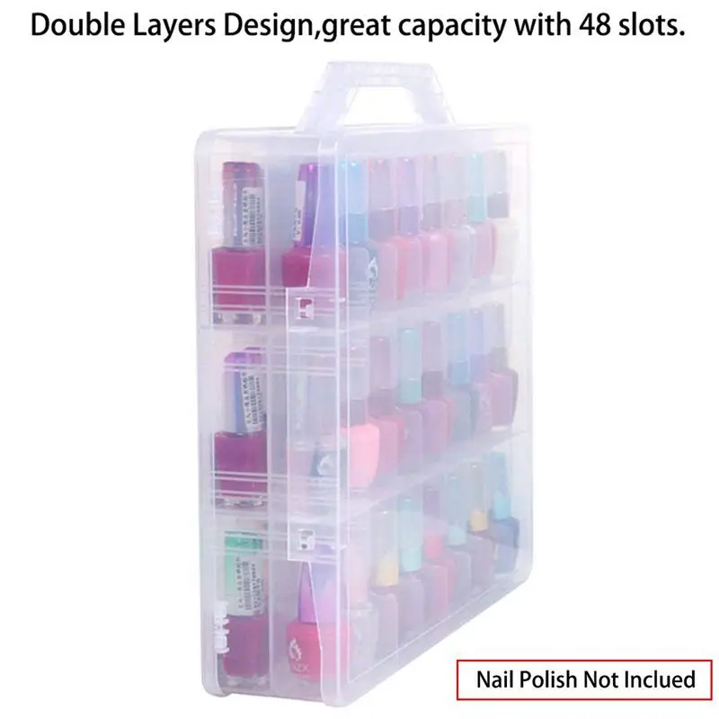 Nail Polish Organizer Holder,Portable Universal Clear Double Side Organizer And Thread Storage Case For 48 Bottles Adjustable Di