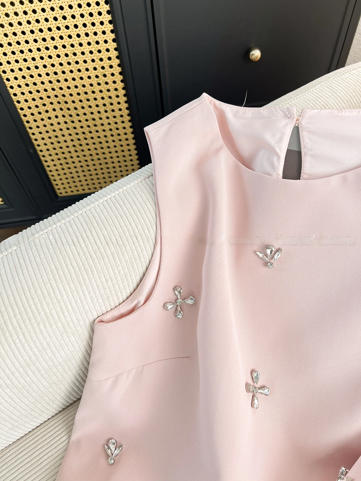 الحلو مكافحة الشيخوخة الصيف جديد Faionable الماس Embellied Svel أعلى عالية الخصر واسعة الساق السراويل النسائية مجموعة #2