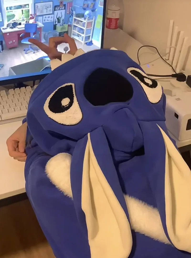 جاكيت بهودي مبطن بالصوف برسومات كرتونية ، توب سميك فضفاض ، طراز خامل ، تطريز متوسط الطول ، جديد ، الخريف والشتاء ، #1