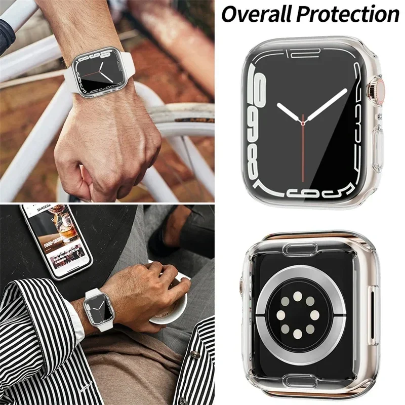 Screen Protector For Apple Watch Case 45mm 41mm 44mm 40mm 42 38mm Full Tpu Bumper Cover Accessories iWatch Series 9 8 7 Se 6 5 4