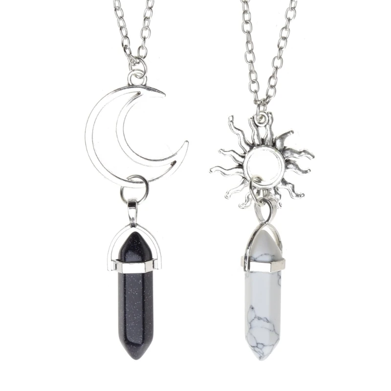 Hexagonal Column Crystal Couple Pendant Gift for Fiancee Girlfriend Wife Husband