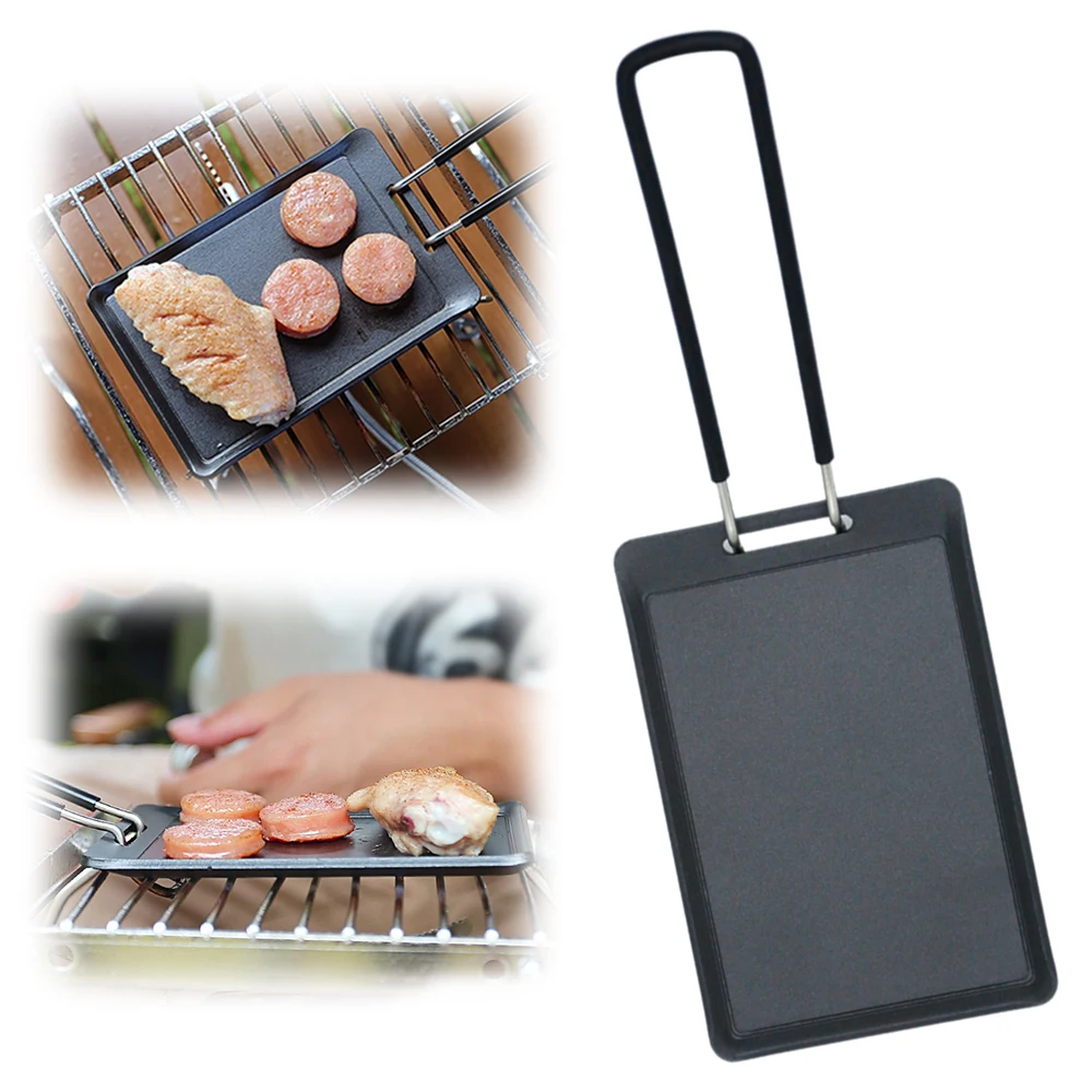 Camping Frying Pan Outdoor Mini Portable Grill Pan BBQ Baking Dishes Pans Travel Hiking Picnic Camping Cookware Barbecue Tools