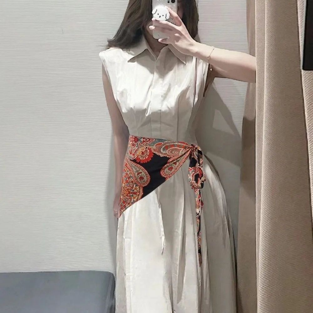 Cintura triangolare in stile etnico Stampa Jeans Decor Cintura triangolare floreale Accessori di abbigliamento in stile cinese