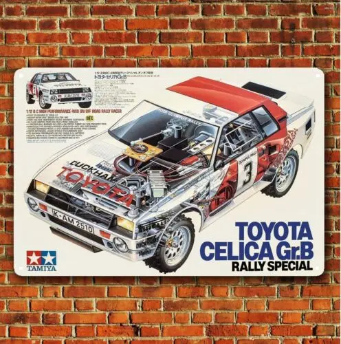 Metal Poster Vintage Rc Car Tin Sign Plaque Tamiya  Celica Gr.B Rally