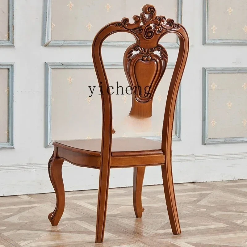 X6-3 Solid Wood Dining Room Chair Double-Sided Carved Living Room Tea Table Desk Chair