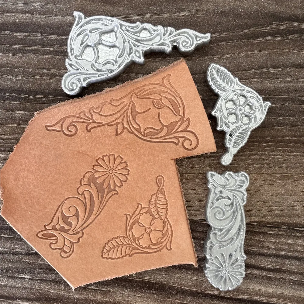 

3D цветочный узор, серия штампов для тиснения кожи, форма для резьбы из алюминиевого сплава, штамповка логотипа, прессовые инструменты, сделай сам, изделия из кожи