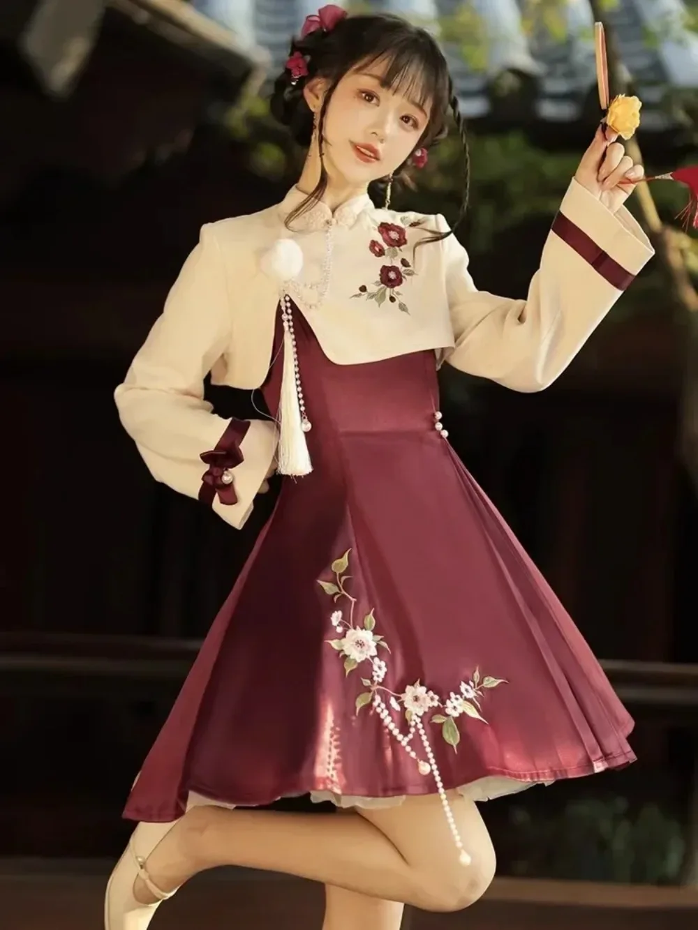 FasCostumeOriginal Hanfu النساء تحسين العناصر الصينية اليومية النمط الصيني الجديد معطف على الطراز الصيني نمط الربيع والخريف