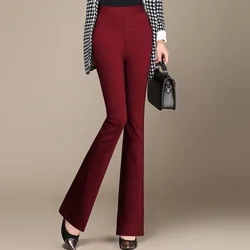 Calça de cintura alta solta elástica feminina com bolsos, monocromática, senhora do escritório, deslocamento, combina tudo, moda casual, nova, outono, 2023