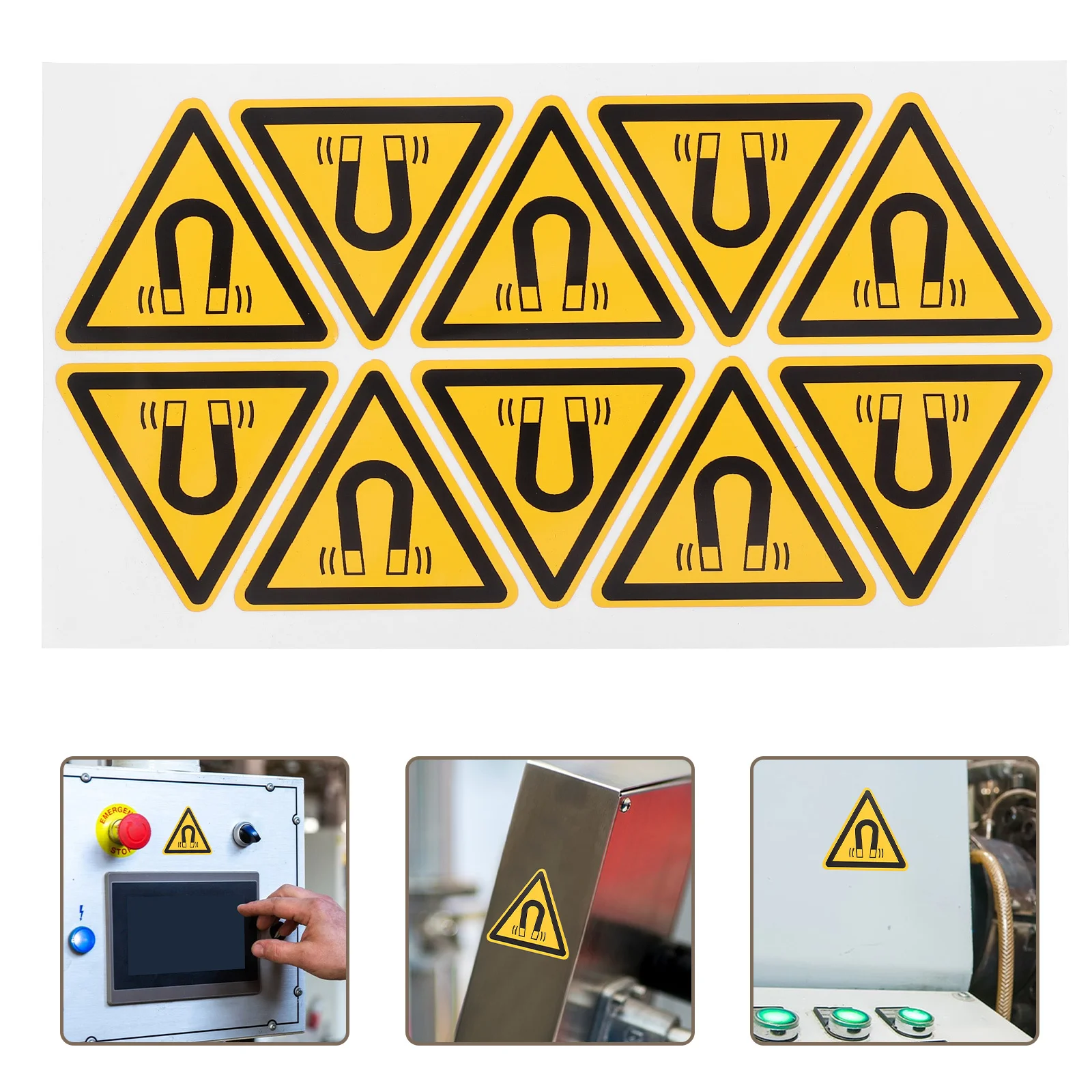 

10 шт. водонепроницаемая магнитная наклейка с предупреждением о поле, самоклеящаяся защитная наклейка для операторов оборудования в промышленных мастерских