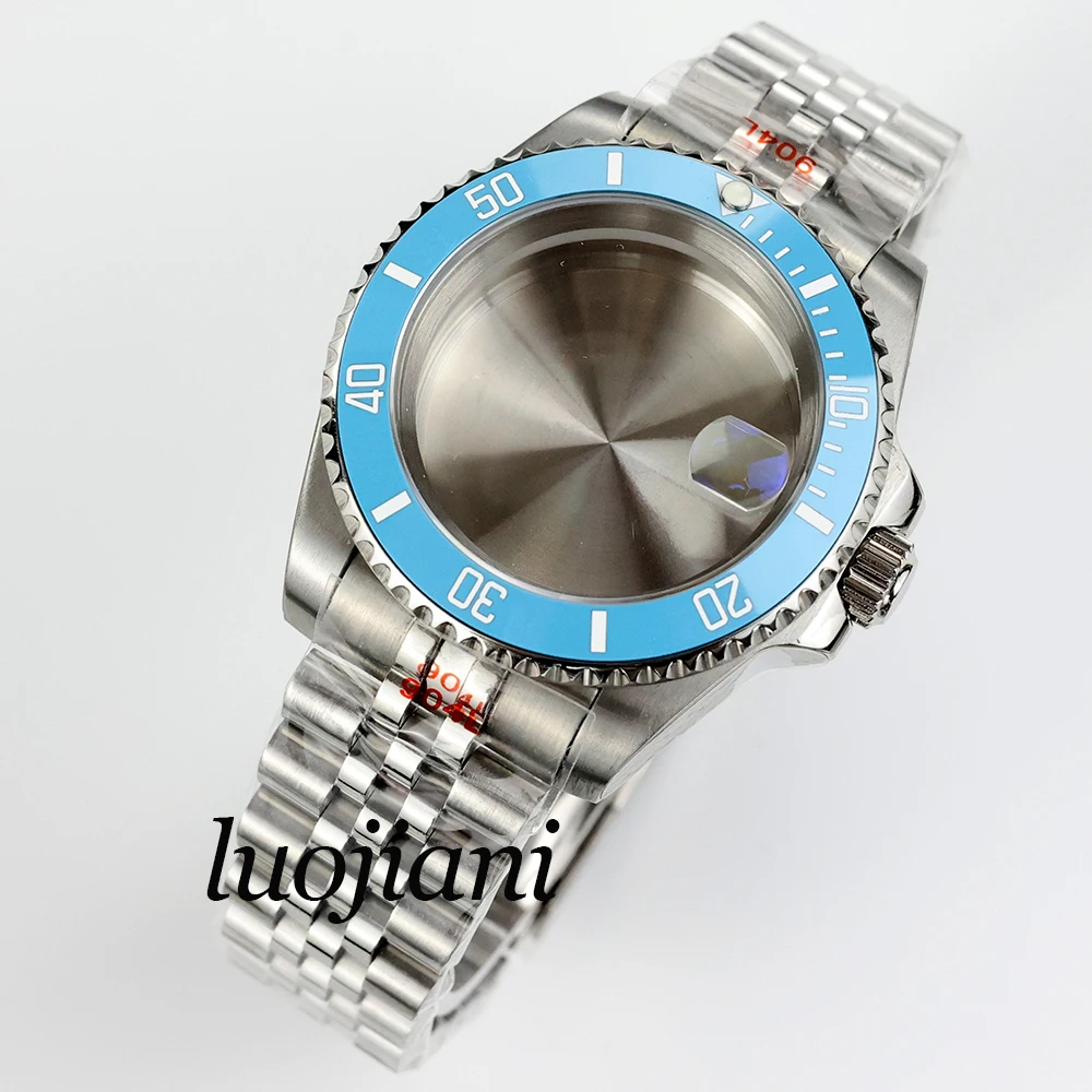 Ice Blue Ceramic Bezel NH35 Watch Case 40mm Sapphire Glass for Submariner GMT NH34 NH35 NH36 movement Oyster/Jubilee Bracelet