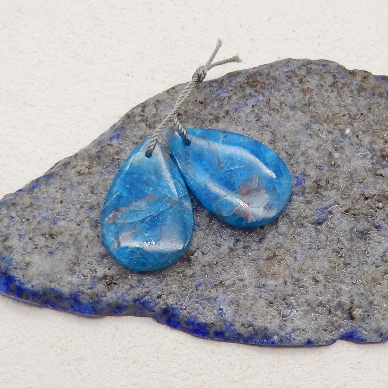 Boucles d'oreilles goutte d'eau en cristal bleu naturel ATen, perles pour bijoux exécutifs, boucle d'oreille bricolage à la mode, pierre semi-précieuse, 26x16x4mm, 6g