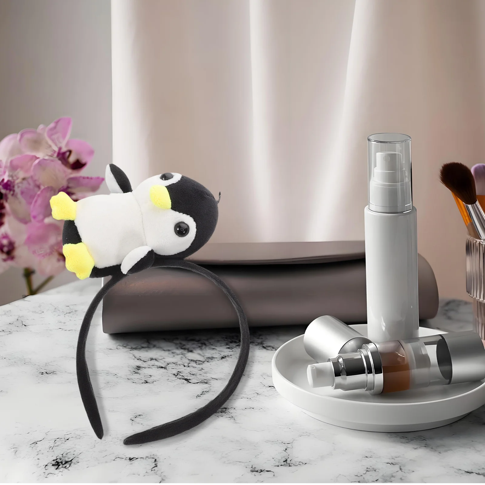 

Penguin Headband Soft Cartoon Hair Hoop Cute Animal Headgear for Face Washing Makeup Party Cosplay Accessory Fun Animal Headgear