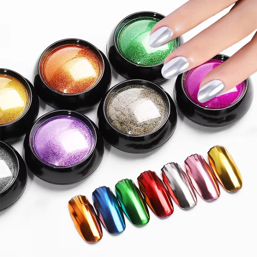 0,5 g/pot goud/zilver magische spiegel nail art glitter poeder metallic effect chroom pigment stof pure kleur plating manicure poeder