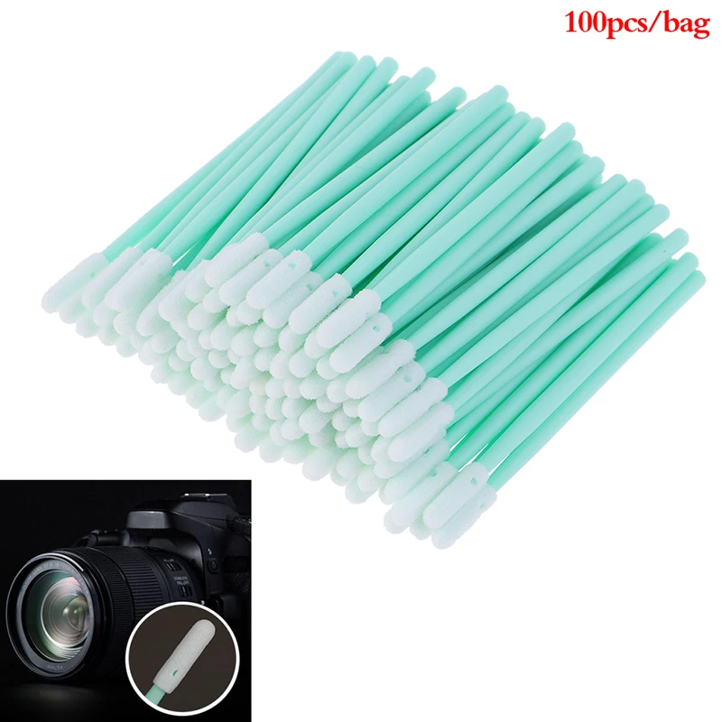 100Pcs 836D Industrial Dust-free Purification Cotton Swab Sponge Swab Green PP Handle Wipe Stick Can Clean The Camera Lens