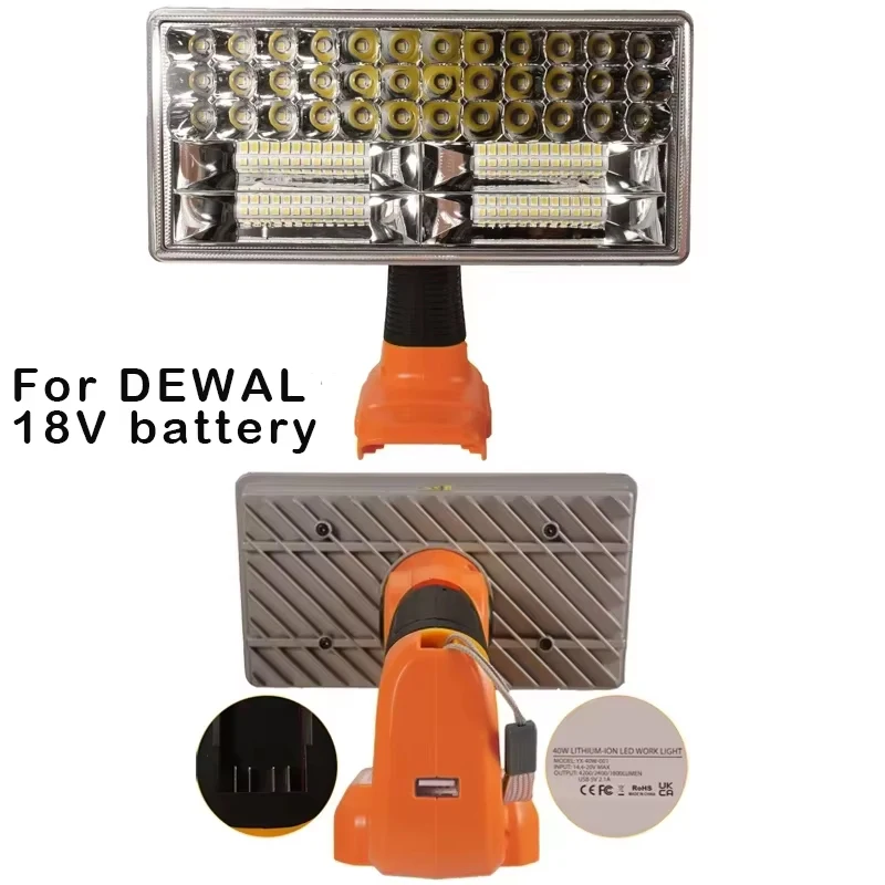 

Work light For dewlt 9 inch 40w tool Lamp indoor and outdoor Led lights For DEWLT 18V lithium ion battery DCB201 DCB200