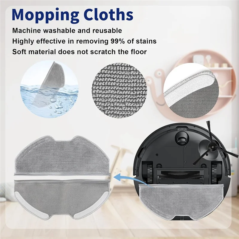 A76G-Набор аксессуаров для робота-пылесоса Eufy X8 Pro, запасные части, основная боковая щетка, моющийся фильтр, мешок для пыли, накладка для швабры