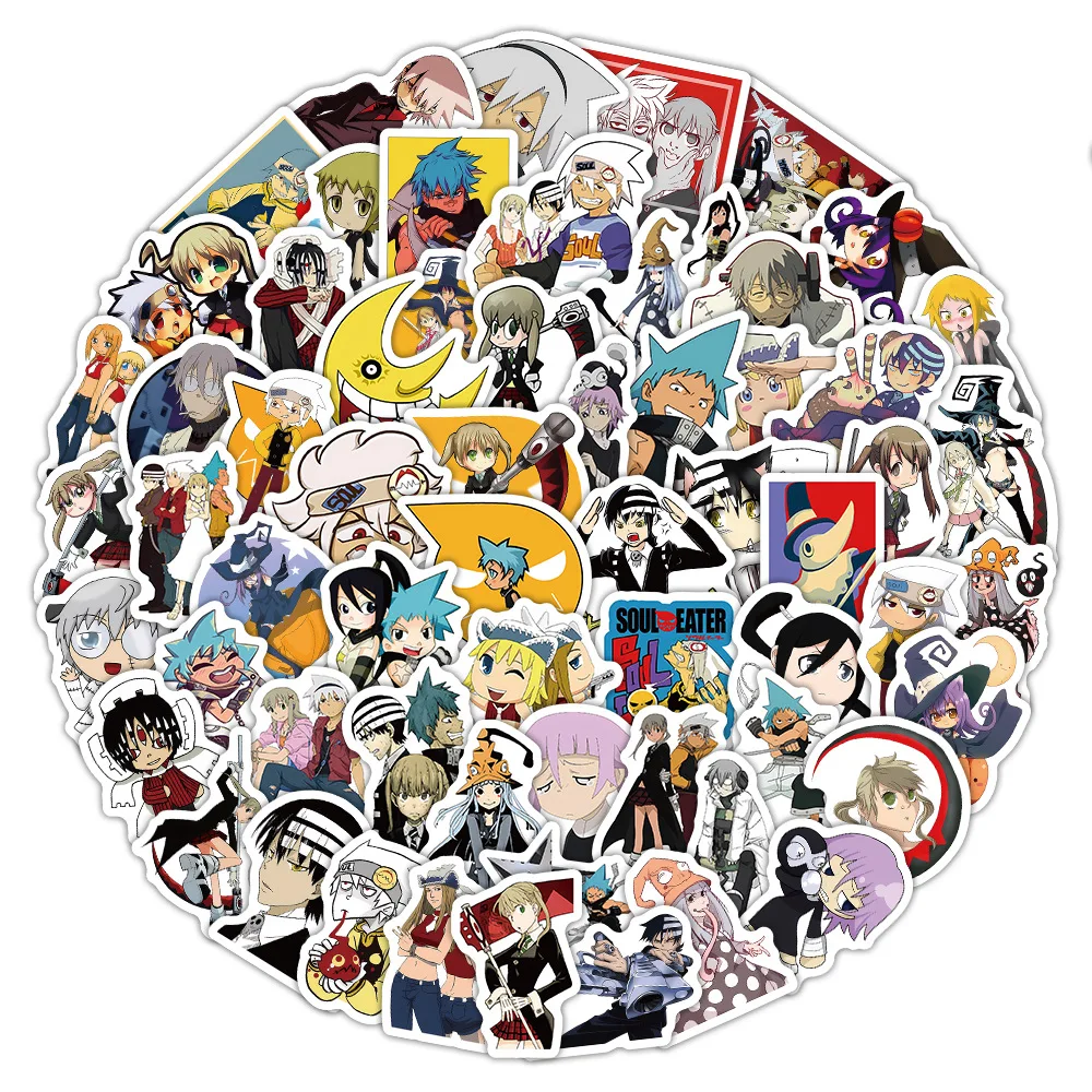 100PCS Soul Eater Anime Graffiti Stickers Decoration Luggage Phone Guitar Fridge Scraphbook Waterproof Sticker Classic Kid Toys