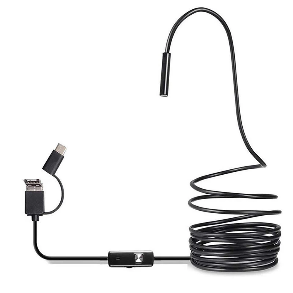 Endoscope pour téléphone portable, prend en charge pour ordinateur Android, interface USB Type-C, caméra d\'inspection de tuyau, boroscope, 3 en 1, 1m