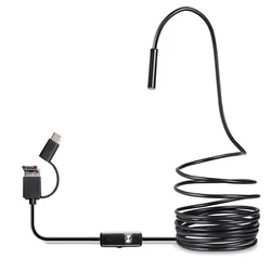 Endoscope pour téléphone portable, prend en charge pour ordinateur Android, interface USB Type-C, caméra d'inspection de tuyau, boroscope, 3 en 1, 1m