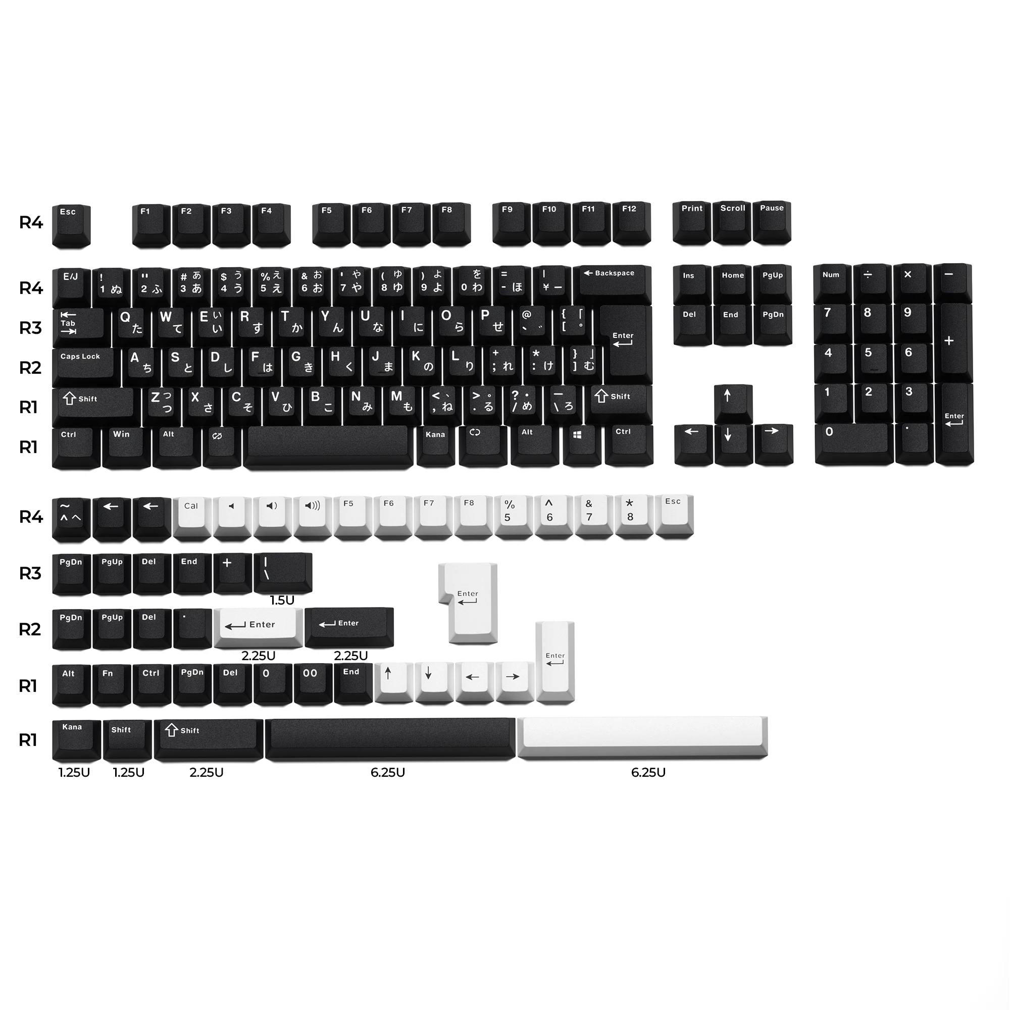 

XVX Keycaps with Japanese Layout JIS Cherry Profile Black PBT Keycap Double Shot Not Shine Through Mechanical Keyboard 153 Key