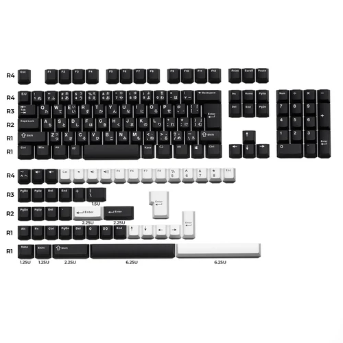 Teclas XVX con diseño japonés, perfil JIS Cherry, teclas PBT negras, doble disparo, no brilla a través del teclado mecánico, 153 teclas