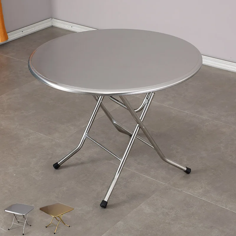 Household Portable Stainless Steel Folding  Round Table