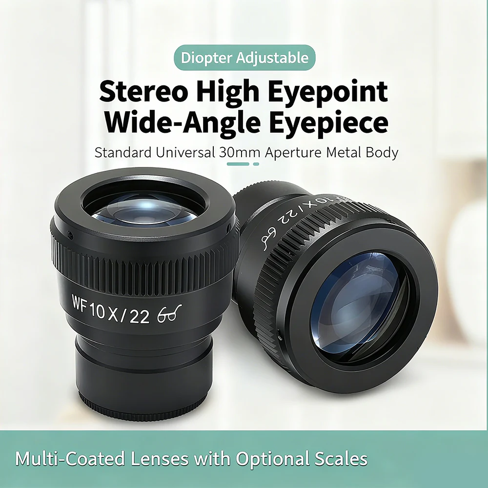 

WF10X Binocular Stereo Microscope Wide Angle Widefield Eyepiece Ocular Eyepoint Lens Adjustable 30MM Installation Interface