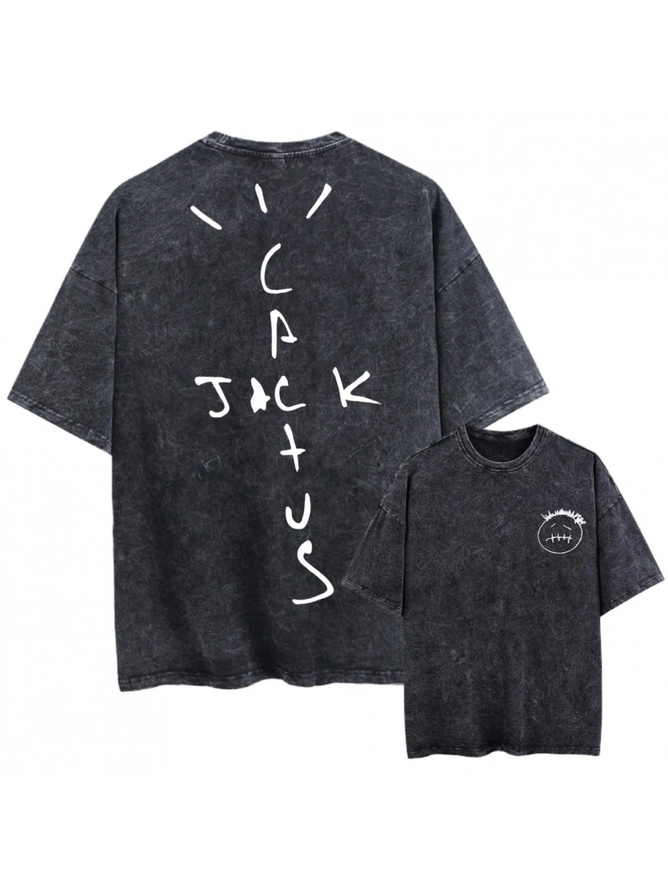 Cactus Jack Tee - T-shirt noir surdimensionné à effet délavé