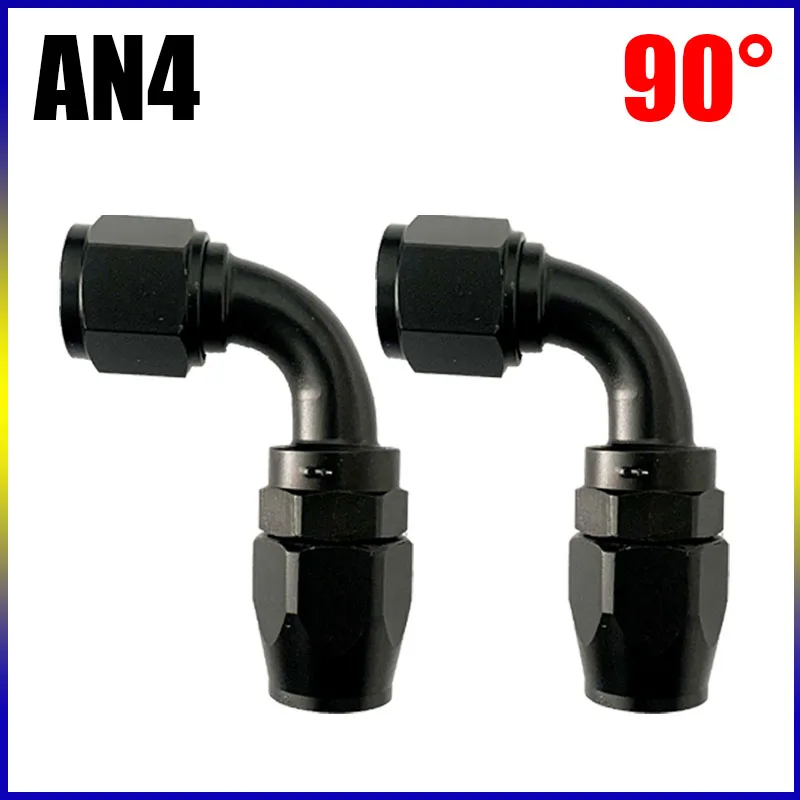 CPE 2Pcs AN4 AN6 AN8 AN10 AN12 Black Swivel Oil Fuel Air Line Tube Hose Oil Fuel Pipe Reusable Fitting End 0/45/90/180 Degree