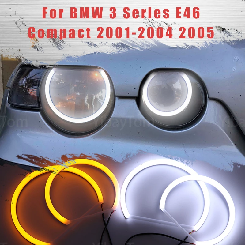 LED SMD Cotton Light Switchback Angel Eye  Ring DRL Kit for BMW 3 Series E46 Compact 2001 2002 2003 2004 2005