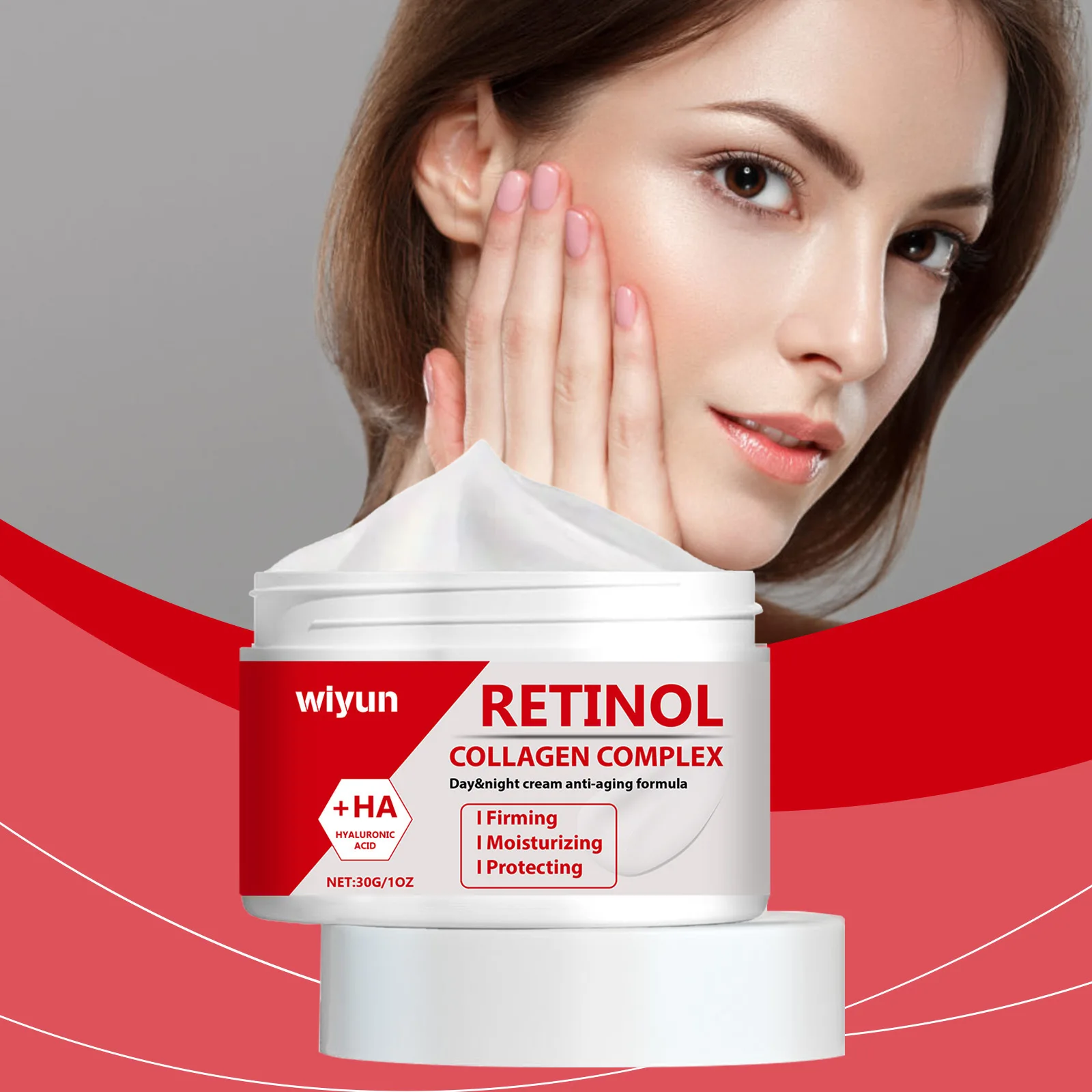 Wiyun Krim Wajah kolagen Retinol, produk perawatan kulit wajah pengencang mengurangi garis-garis halus Anti Penuaan melembabkan mencerahkan