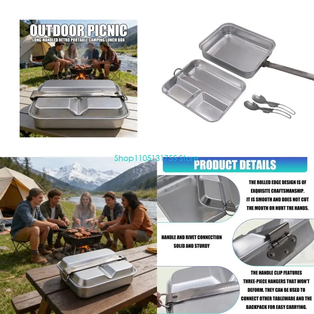 

K0EF Classical Long Handle Lunch Box Camping Cookware Set With Easy to Clean Surfaces