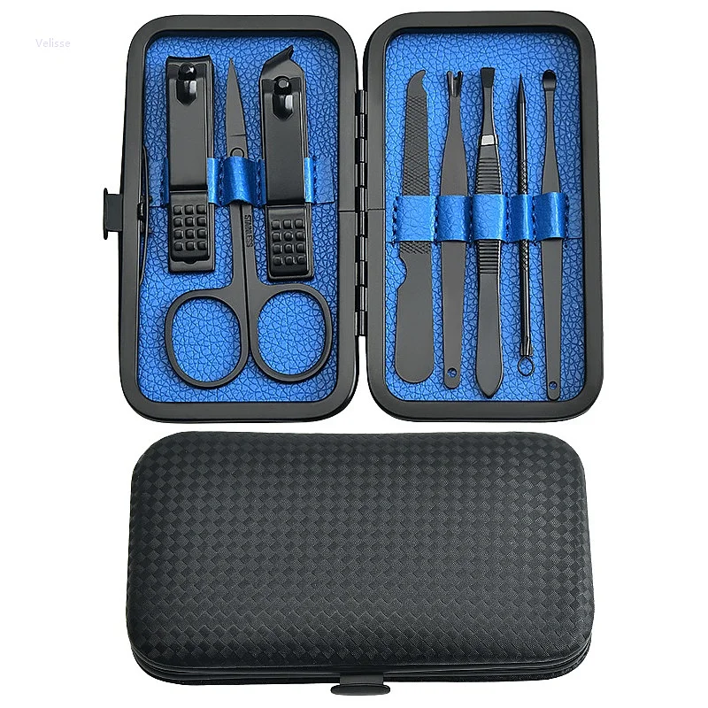 8 Piece Stainless Steel Manicure Pedicure Tool Set Nail Clipper Nail Cutter Cuticle Scissors Grooming Beauty Kit Gift Box