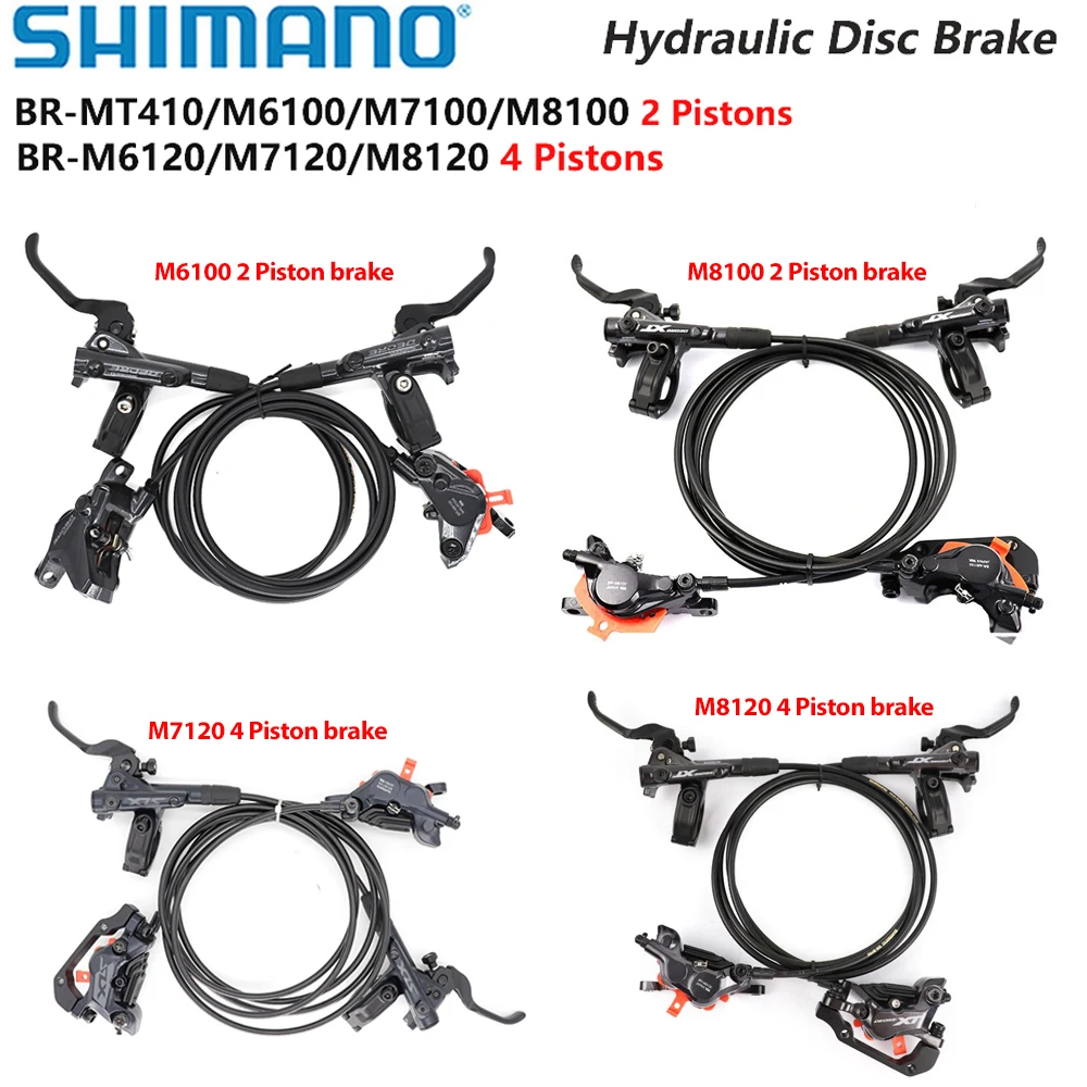 AliExpress Shimano DEORE SLX XT MT410 M6100 M7100 M8100 M6120 M7120 M8120 MTB BIKE Hydraulic Disc Brake set Left&Right 2 or 4 Piston brake