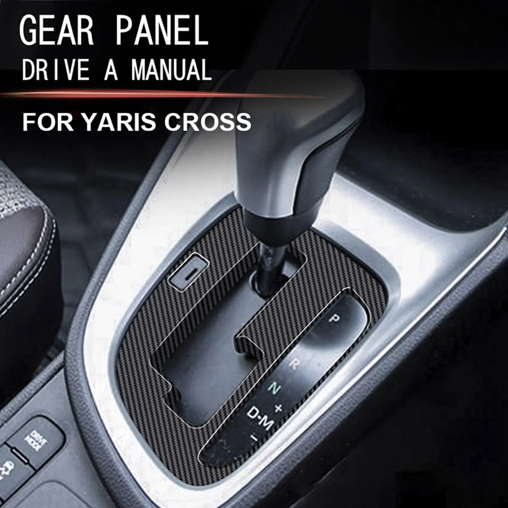 مقبض تغيير سرعات مركزي أسود للسيارة ، ديكور إطار اللوحة ، ملحقات غطاء لتويوتا ياريس كروس